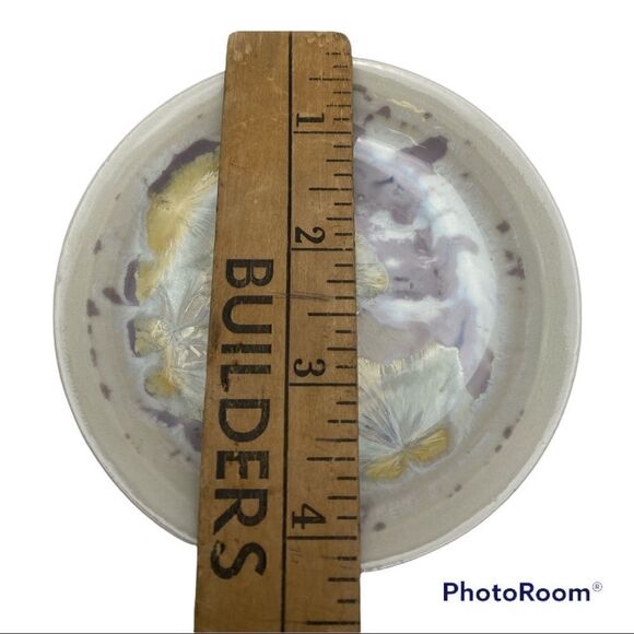 Crystalline Glaze Small Ceramic Trinket Dish- Yellow & Lilac - Picture 4 of 4
